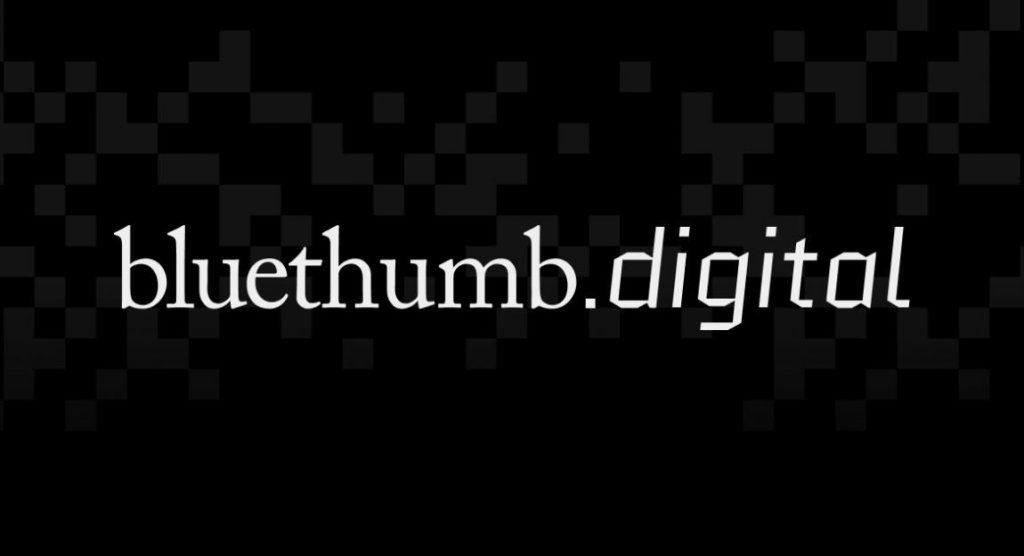 White Bluethumb Digital Logo on a black stylised banner.